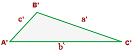representaciÃ³n grÃ¡fica de triangulo A'B'C' semejante los lados iguales