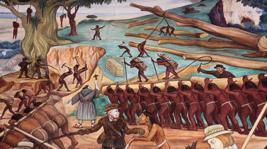 12 del patÃ­bulo de 1492 Â¿CÃ³mo blanquear la leyenda negra - Diego-Rivera-Esclavos-indÃ­genas.
